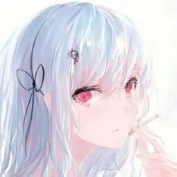 和风动漫头像 水彩晕染少女